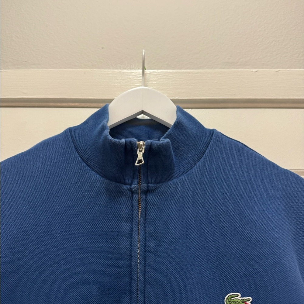 Lacoste Tennis Jacket Blue Cotton Jersey Sweater Pique Full Zip - Picture 11 of 12